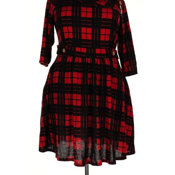 Modcloth "Coach Tour"Long Sleeved Plaid Dress - Picture 3 of 3